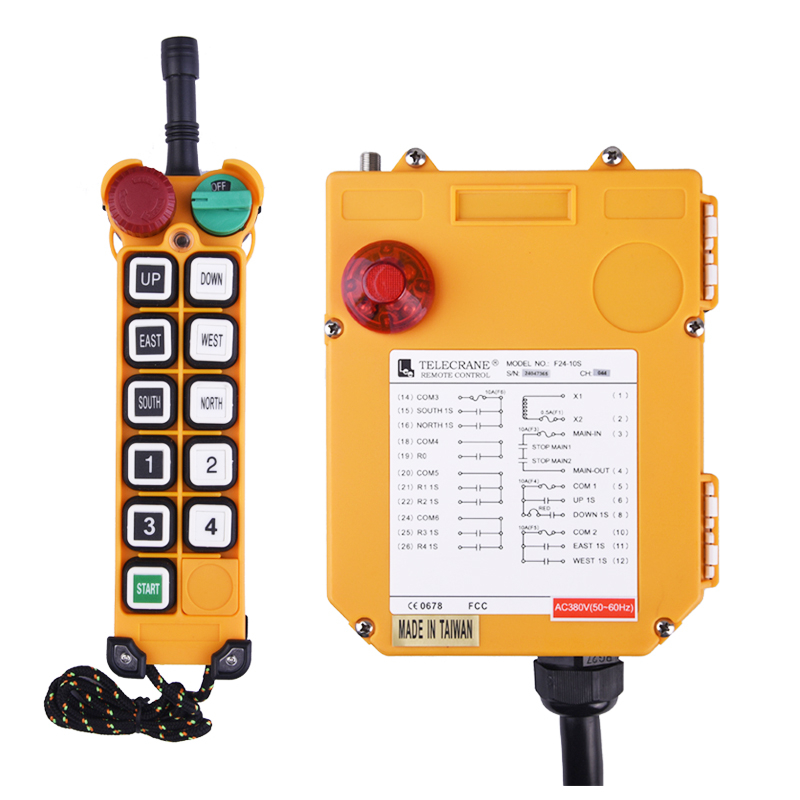 F24-10S 10 botones 500m transmisor y receptor de control remoto inalámbrico industrial de grúa de radio